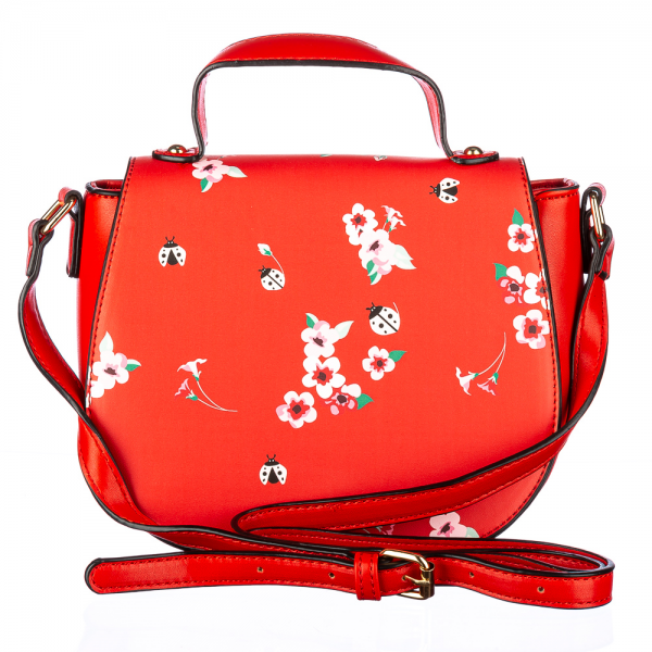 Flower Piros műbőr női táska, 5 - Kalapod.hu
